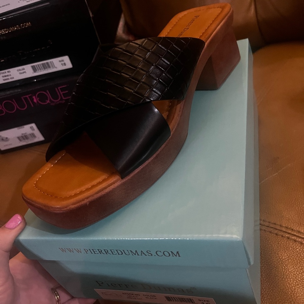 NEW Pierre Dumas black strap shoes